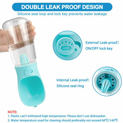 2-In-1 Portable Dog Water Bottle & Food Dispenser – Leak-Proof, Travel-Friendly, Durable Pet Hydration and Snack Container