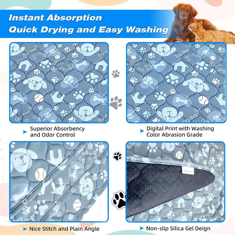 Cartoon Dog Pattern Pet Pee Pad, Washable Sleep Play Pad, Reusable Dogs Puppy Pads, Pet Training Pads for Dogs, Absorbent and Leak-Proof Whelping Pads, Non-Slip Puppy Pads, Puppy Training Pads