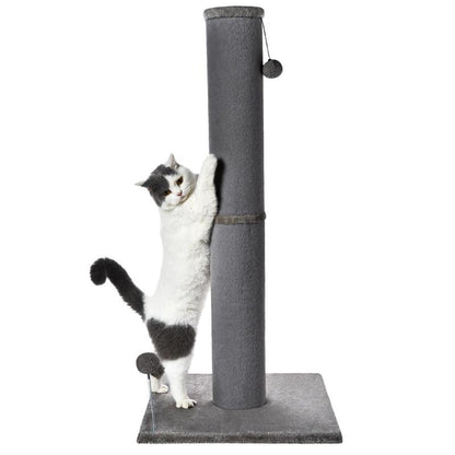 #Cozyvibes#Petlife Made4Pets Bobcat Cat Scratching Post for Indoor Cats, Tall Cat Scratch Post, Carpet Cat Scratching Post with Replaceable Toys, Sturdy Base, Large, Gray
