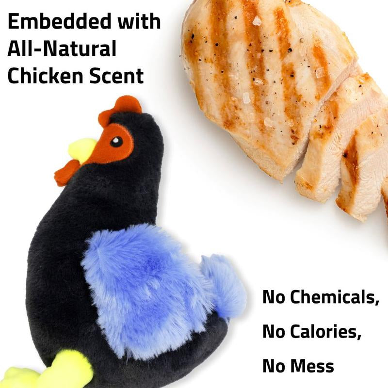 Playology Plush Hen Chicken-Scented Dog Toy for Medium Dogs - Longer Playtime with All-Natural Scent