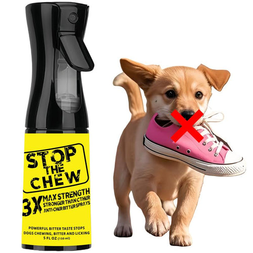 Stop the Chew Spray 3X Strength anti Chew Spray for Dogs - No Chew Spray for Puppies - Alcohol Free Dog Deterrent Spray - Bitter Spray for Dogs to Stop Chewing - Powerful No Chew Spray for Dogs
