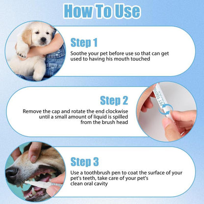 【Buy One, Get One Free】Toothbrush Pen 2 Pack,Cat/Dog Tooth Whitening & Cleaning,Natural Plant Substance-Pet Teeth Repairing Kit,Dogs Cats Natural Plants Tartar Remover Tool