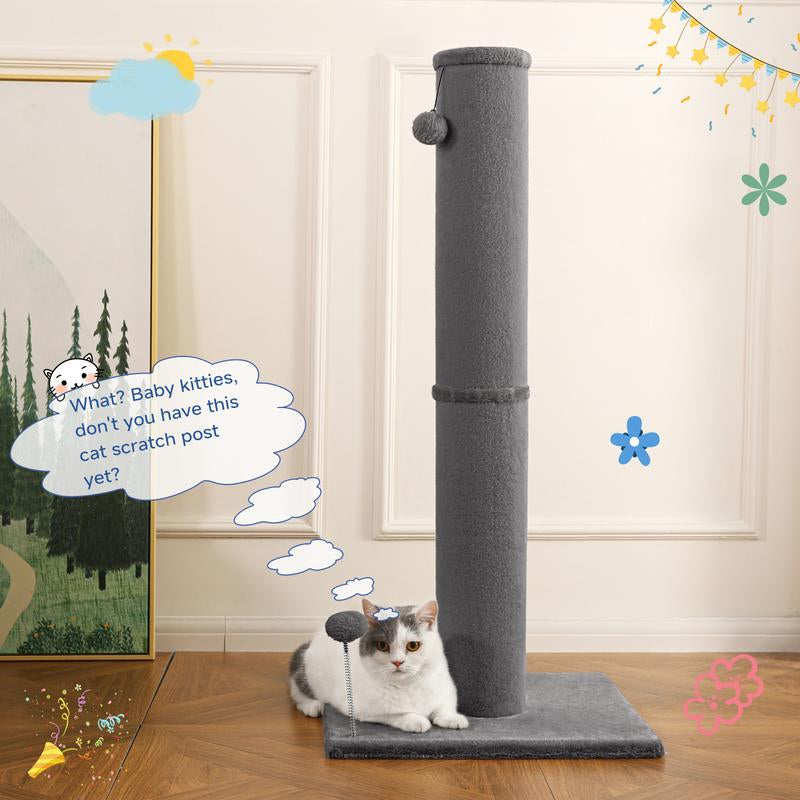 #Cozyvibes#Petlife Made4Pets Bobcat Cat Scratching Post for Indoor Cats, Tall Cat Scratch Post, Carpet Cat Scratching Post with Replaceable Toys, Sturdy Base, Large, Gray