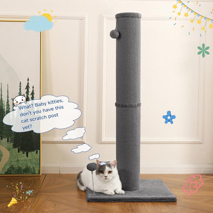 #Cozyvibes#Petlife Made4Pets Bobcat Cat Scratching Post for Indoor Cats, Tall Cat Scratch Post, Carpet Cat Scratching Post with Replaceable Toys, Sturdy Base, Large, Gray