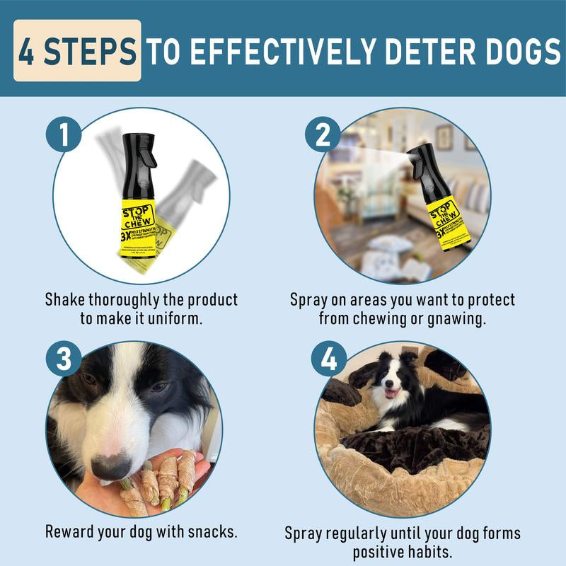 Stop the Chew Spray 3X Strength anti Chew Spray for Dogs - No Chew Spray for Puppies - Alcohol Free Dog Deterrent Spray - Bitter Spray for Dogs to Stop Chewing - Powerful No Chew Spray for Dogs