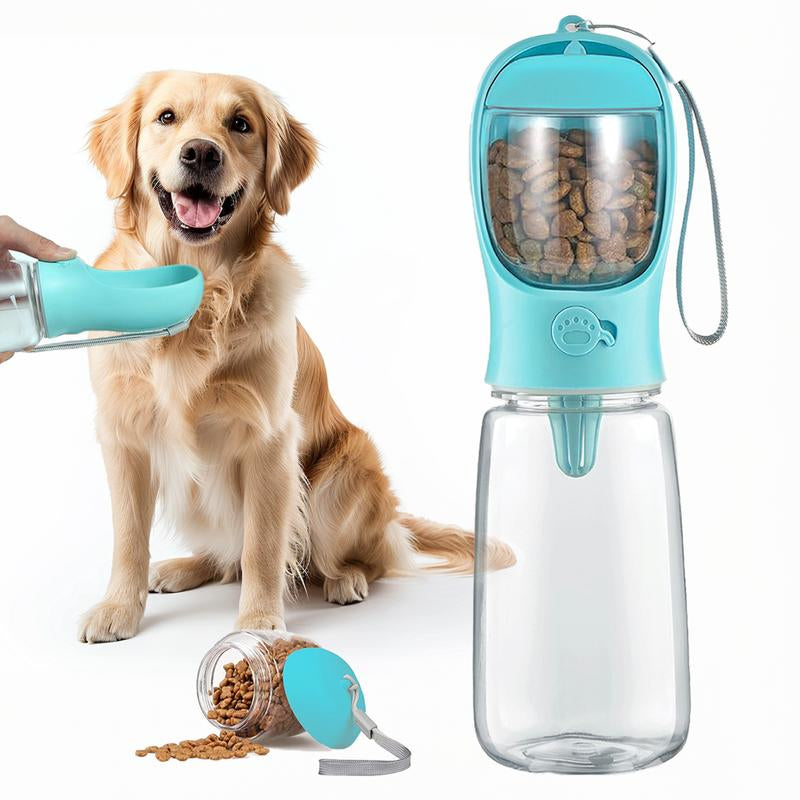 2-In-1 Portable Dog Water Bottle & Food Dispenser – Leak-Proof, Travel-Friendly, Durable Pet Hydration and Snack Container