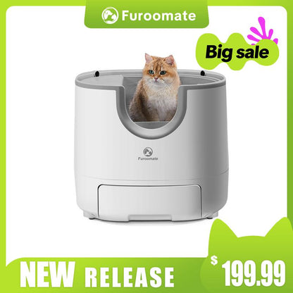 Furoomate Open-Top Self-Cleaning Cat Litter Box , PCT010-STEP--2 Packages (1 Box,1 Stepper),Odor-Free, Quiet Operation, Easy to Install & Maintain, Low Maintenance, Saves Time & Effort, Fast Cat Adaptation,Includes Trash Bags