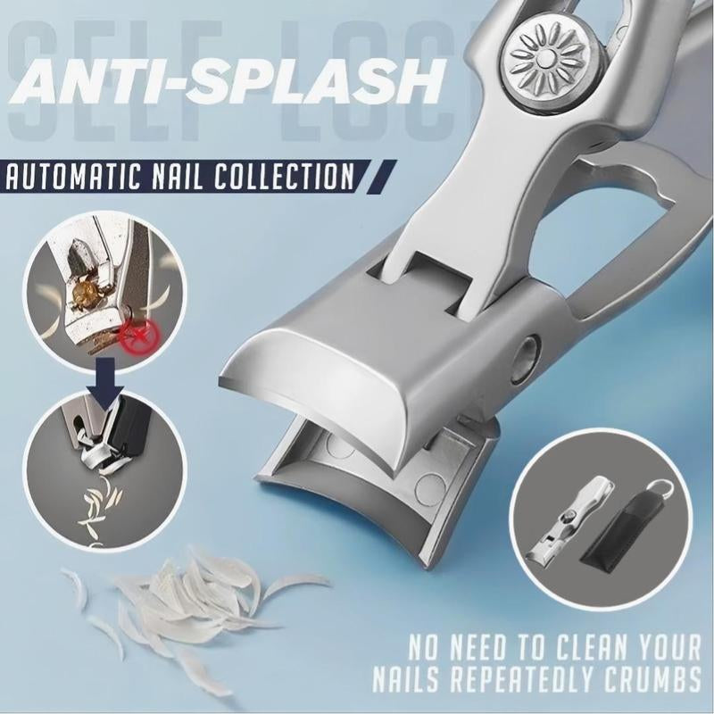2025 Upgrade Nail Clippers , Large Wide Jaw Opening Toe Nail Clippers, Heavy Duty Stainless Steel No Splash Fingernail Clipper Cutters Long Handle with Catcher Nail Clipper Large Opening Nail Art Manicure Nail Care Set Professional Nail Trimmer Toe Nail