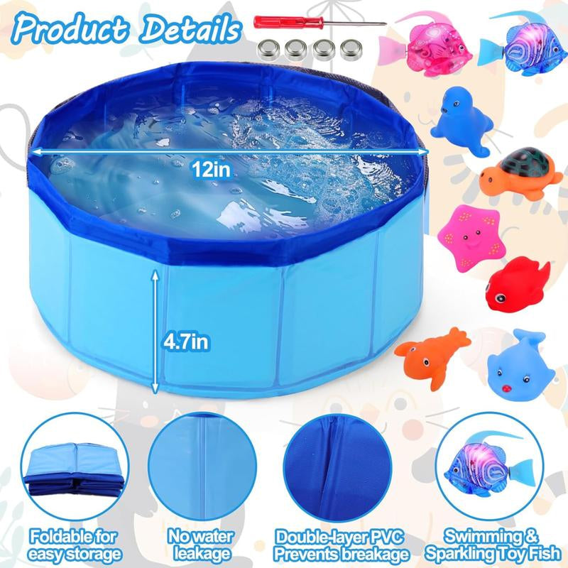 Cat Pool with Swimming Robotic Fish Toy - Interactive Cat Toy for Indoor Cats, Fun and Engaging for Bored Indoor Cats