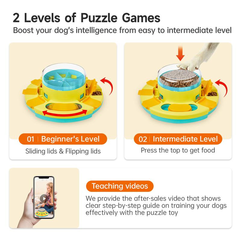 Potaroma Dog Puzzle Toy 2 Levels, Slow Feeder, Dog Food Treat Feeding Toys for IQ Training, Dog Entertainment Toys for All Breeds 4.2 Inch Height