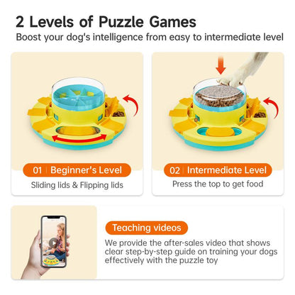 Potaroma Dog Puzzle Toy 2 Levels, Slow Feeder, Dog Food Treat Feeding Toys for IQ Training, Dog Entertainment Toys for All Breeds 4.2 Inch Height