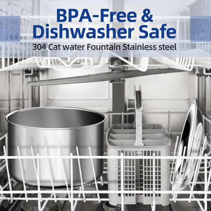 Cat Water Fountain, Stainless Steel inside Ultra-Quiet Pump, 2L/67Oz Automatic Dog Dispenser Water Bowl, Multiple Pets Water Fountain