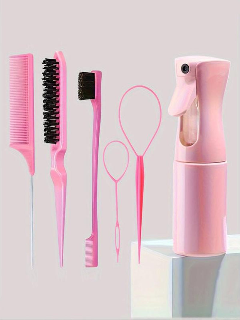 Hair Styling Comb Set, Haircare Tool Set, Including Hair Comb, Spray Bottle, Eyebrow Brush, Rat Tail Comb, Professional Durable Hair Salon Tools for Back to School, Fall Outfits, Fall Freshness Fall