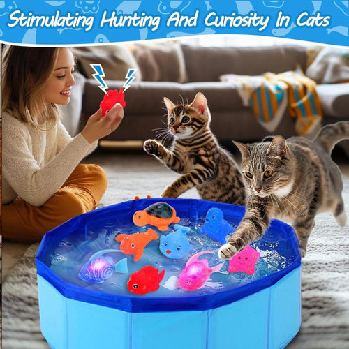 Cat Pool with Swimming Robotic Fish Toy - Interactive Cat Toy for Indoor Cats, Fun and Engaging for Bored Indoor Cats