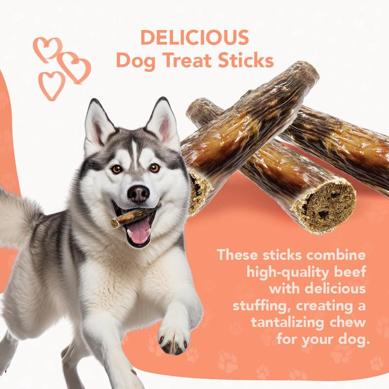 Rethink Pet Premium Stuffed Beef Stick Chews - 4 Pack for Dental Health and Muscle Growth
