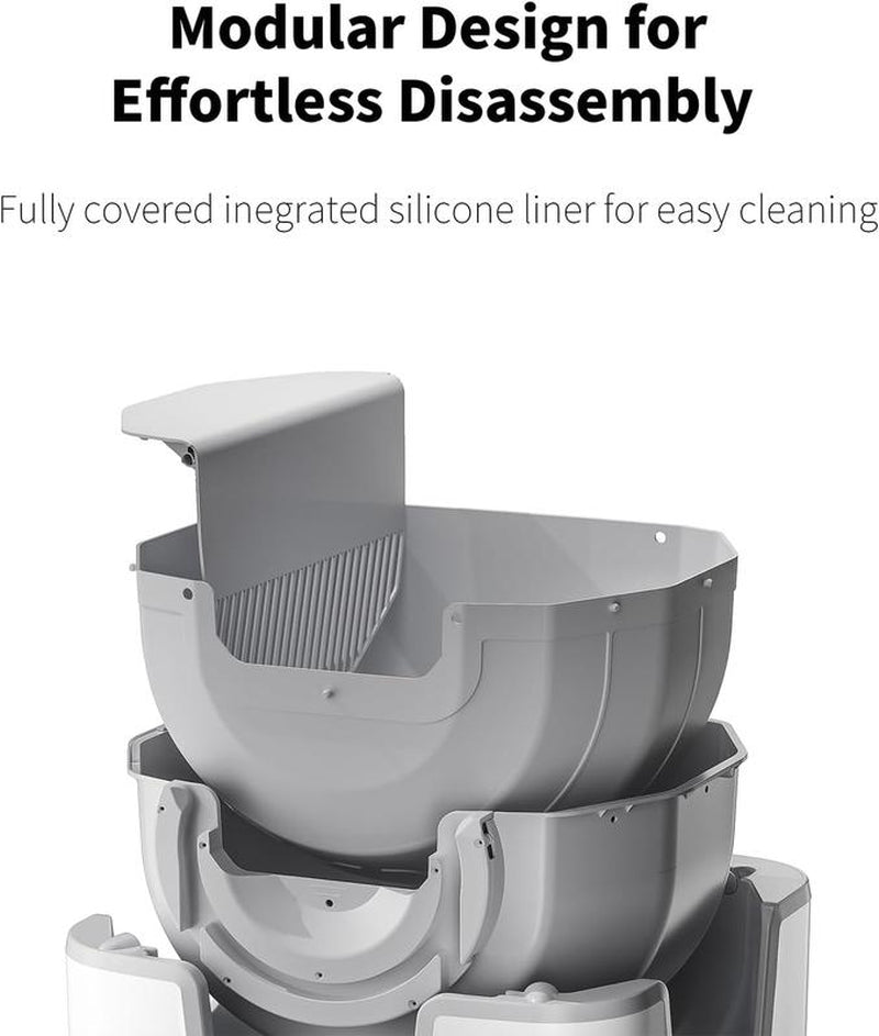 Furoomate Open-Top Self-Cleaning Cat Litter Box , PCT010-STEP--2 Packages (1 Box,1 Stepper),Odor-Free, Quiet Operation, Easy to Install & Maintain, Low Maintenance, Saves Time & Effort, Fast Cat Adaptation,Includes Trash Bags