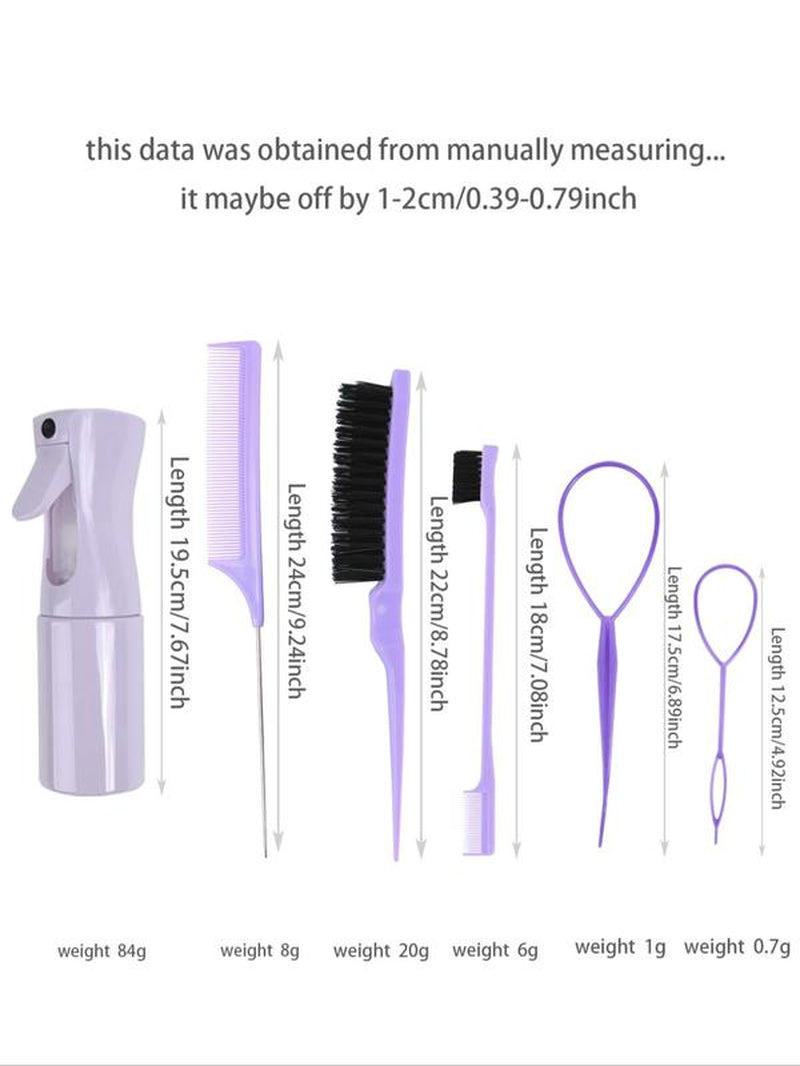 Hair Styling Comb Set, Haircare Tool Set, Including Hair Comb, Spray Bottle, Eyebrow Brush, Rat Tail Comb, Professional Durable Hair Salon Tools for Back to School, Fall Outfits, Fall Freshness Fall