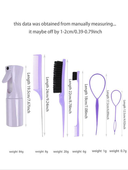 Hair Styling Comb Set, Haircare Tool Set, Including Hair Comb, Spray Bottle, Eyebrow Brush, Rat Tail Comb, Professional Durable Hair Salon Tools for Back to School, Fall Outfits, Fall Freshness Fall