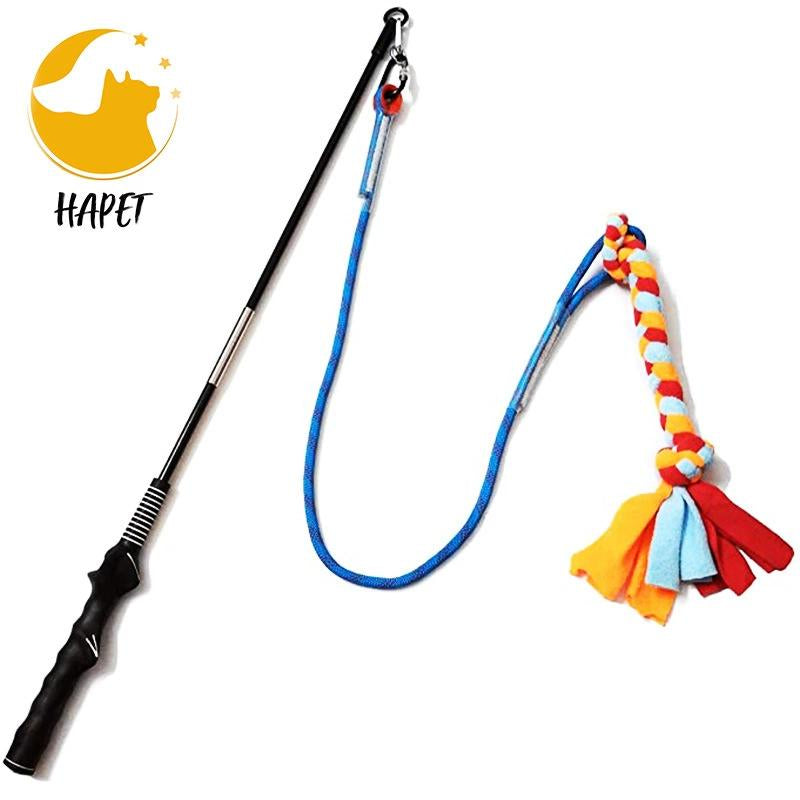 Interactive Flirt Pole Toy for Dogs Chase and Tug of War,Durable Teaser Wand with Pet Fleece Rope to Outdoor Exercise & Training for Dogs