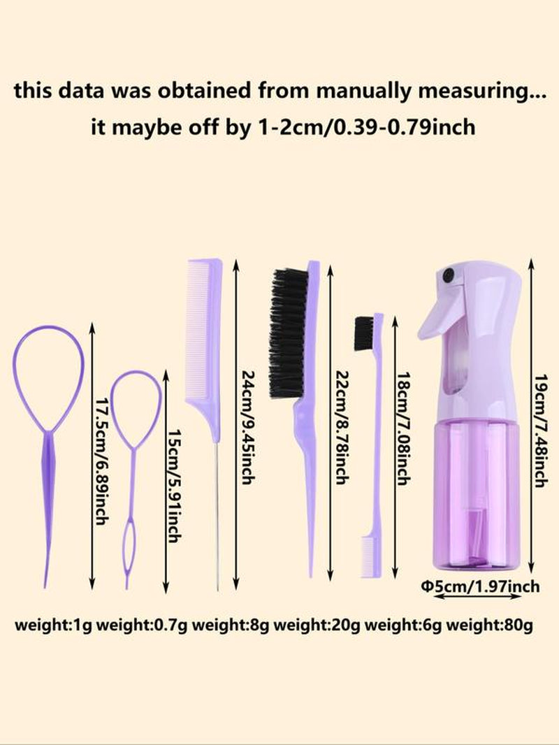 Hair Styling Comb Set, Haircare Tool Set, Including Hair Comb, Spray Bottle, Eyebrow Brush, Rat Tail Comb, Professional Durable Hair Salon Tools for Back to School, Fall Outfits, Fall Freshness Fall