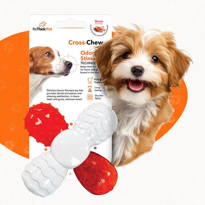 Rethink Pet Bacon Scented Cross Chew Teething Toy for Small Dogs