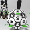 Gift for Pets, Paw Pattern Football Pet Toy Summer Gift, Indoor & Outdoor Pet Play Supply with Nylon Strap & Hand Pump, Creative Dog Chewing Ball Toy for Teeth Cleaning, Durable Pet Tools Products