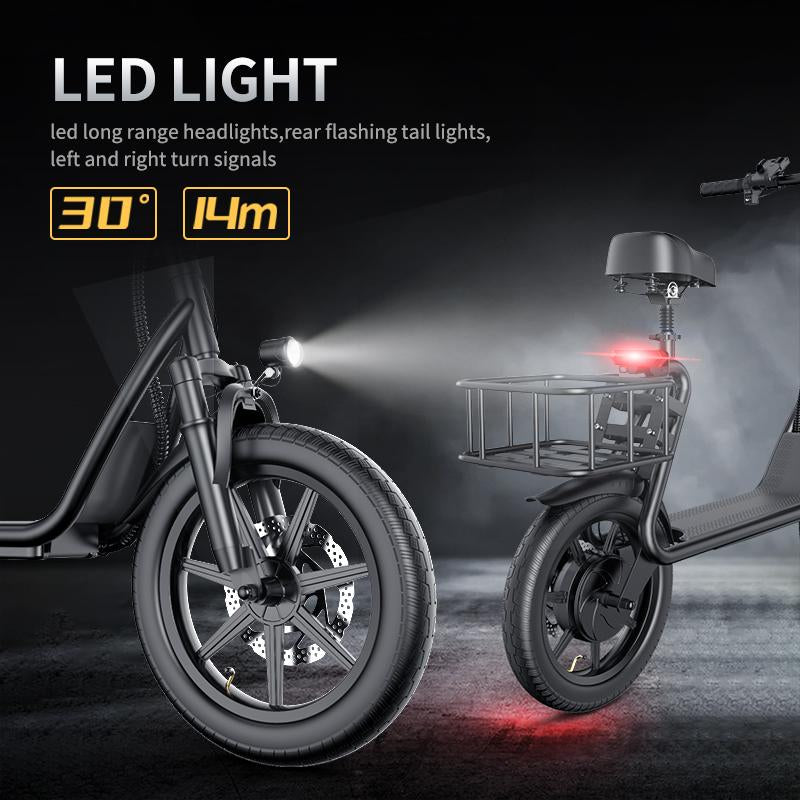 【App Control-】Aovopro - LADPED ESBS Electric Scooter for Adults with Seat and App, Peak Motor Power 750W, Top Speed 22 Mph, Driving Range 20-60 Miles, Pet-Friendly Design with Rear Basket.