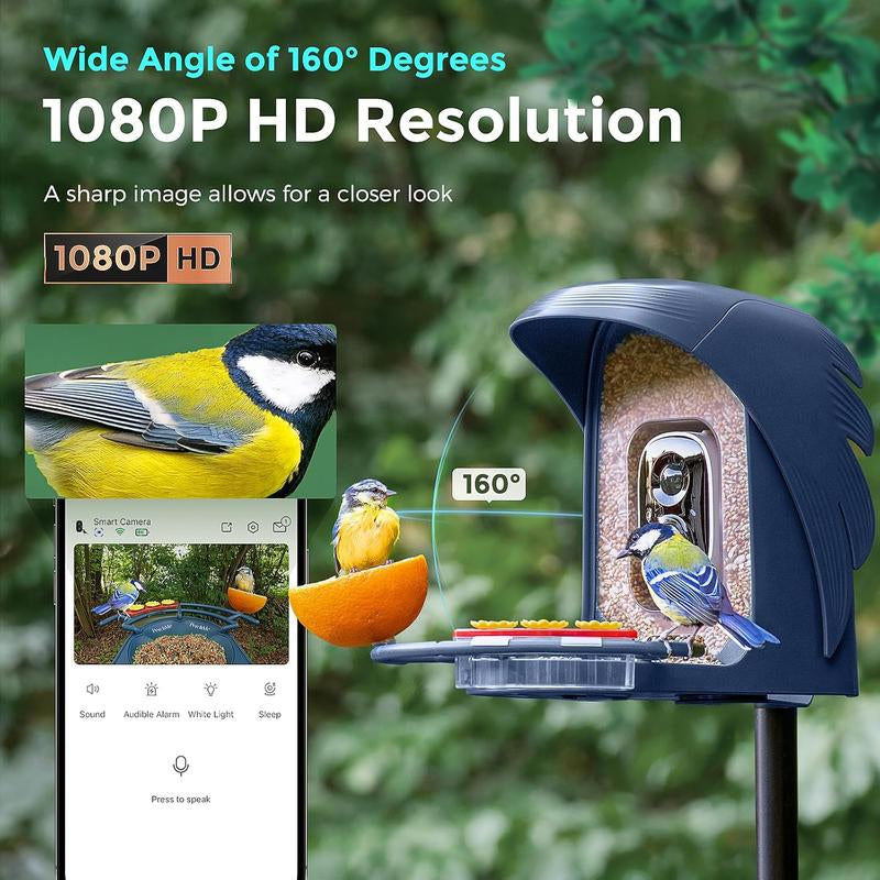 Perchme Bird Feeder with Camera Solar Powered,1080P Bird House Camera with AI Identify, Smart Bird Feeder Camera for Outdoors, Ideal Gift with Nectar Auto Capture