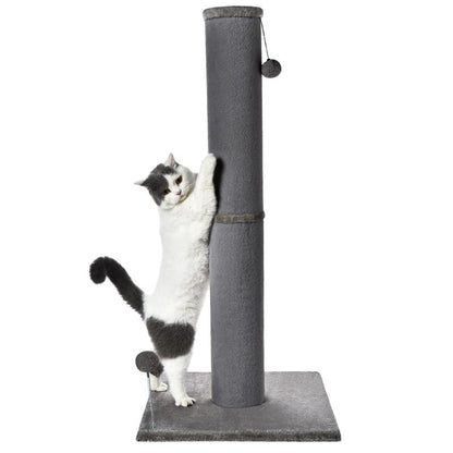 #Cozyvibes#Petlife Made4Pets Bobcat Cat Scratching Post for Indoor Cats, Tall Cat Scratch Post, Carpet Cat Scratching Post with Replaceable Toys, Sturdy Base, Large, Gray