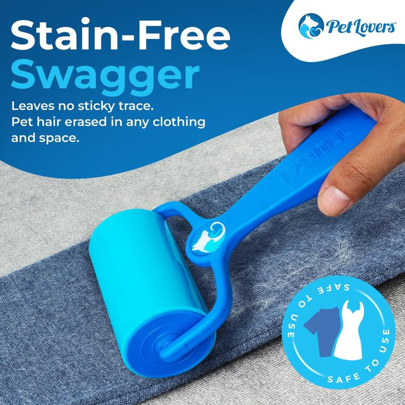 Petlovers Ezroll Reusable Lint Roller - Sticky for Life & Multi-Purpose Pet Hair, Dust, & Lint Remover for Clothing, Upholstery, & Cars - Sustainable, Washable & Efficient