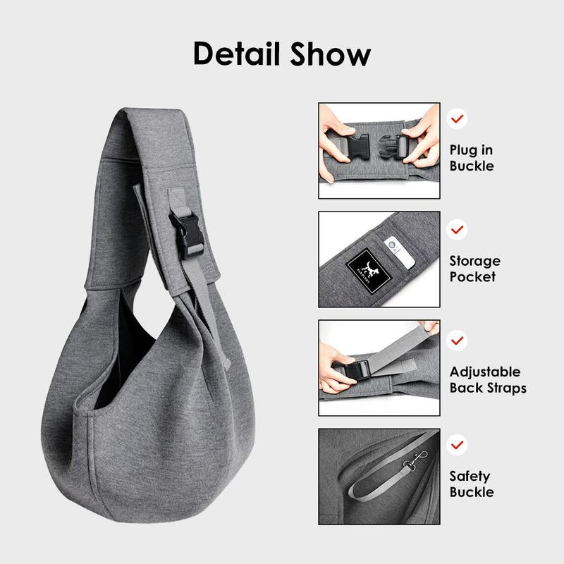 Dog & Cat Sling for Small and Medium Pets up to 15 Lbs with Comfortable Adjustable Padded Shoulder Breathable Carrier Pet Portable Travel Bag
