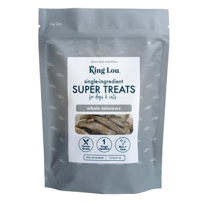 King Lou Whole Minnows - Freeze-Dried Raw Snack for Dogs and Cats Single Ingredient, 100% USA, Human Grade, Treats Pet Products Natural Food Pets Supplies