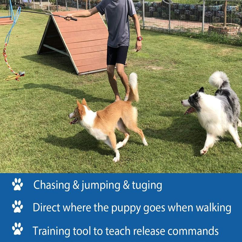 Interactive Flirt Pole Toy for Dogs Chase and Tug of War,Durable Teaser Wand with Pet Fleece Rope to Outdoor Exercise & Training for Dogs