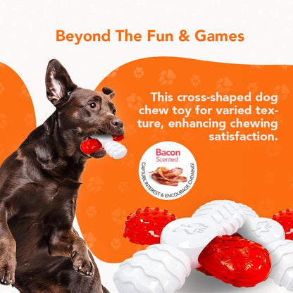 Rethink Pet Bacon Scented Cross Chew Teething Toy for Small Dogs