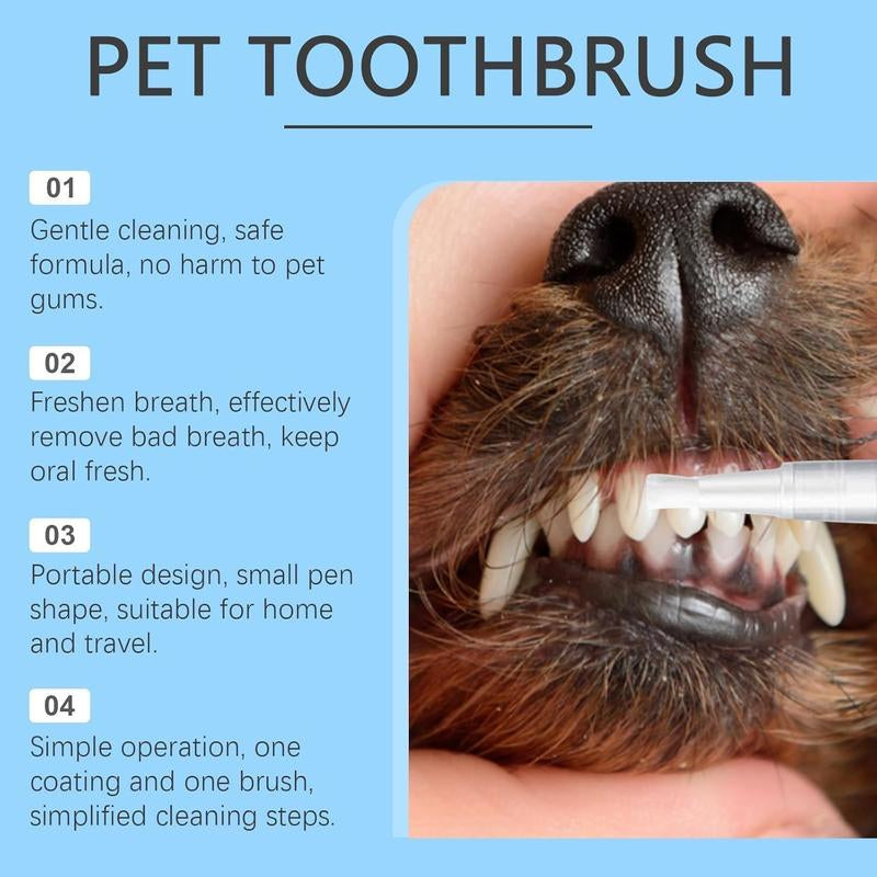 【Buy One, Get One Free】Toothbrush Pen 2 Pack,Cat/Dog Tooth Whitening & Cleaning,Natural Plant Substance-Pet Teeth Repairing Kit,Dogs Cats Natural Plants Tartar Remover Tool