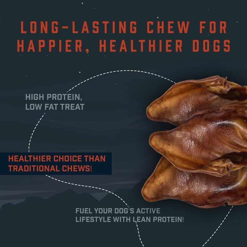 Wild Wolf USA Pig Ears (5 Pack) 100% Natural Dog Chew Treat - Sourced and Baked in the USA - Healthy, High Protein Dog Snack