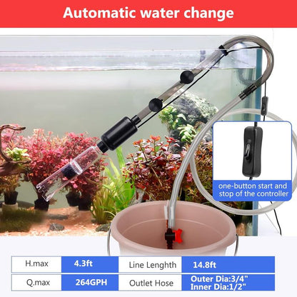 Hygger Electric Fish Tank Gravel Cleaner Kit,Removable Water Changer,Sand Washer Filter Changer,Automatic Change Water,Aquarium Cleaning Tool Set,Remove Dirt, Wash Sand,Circulation for Large Tank