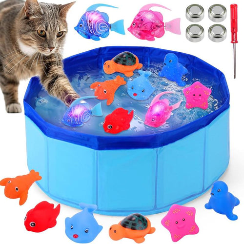 Cat Pool with Swimming Robotic Fish Toy - Interactive Cat Toy for Indoor Cats, Fun and Engaging for Bored Indoor Cats