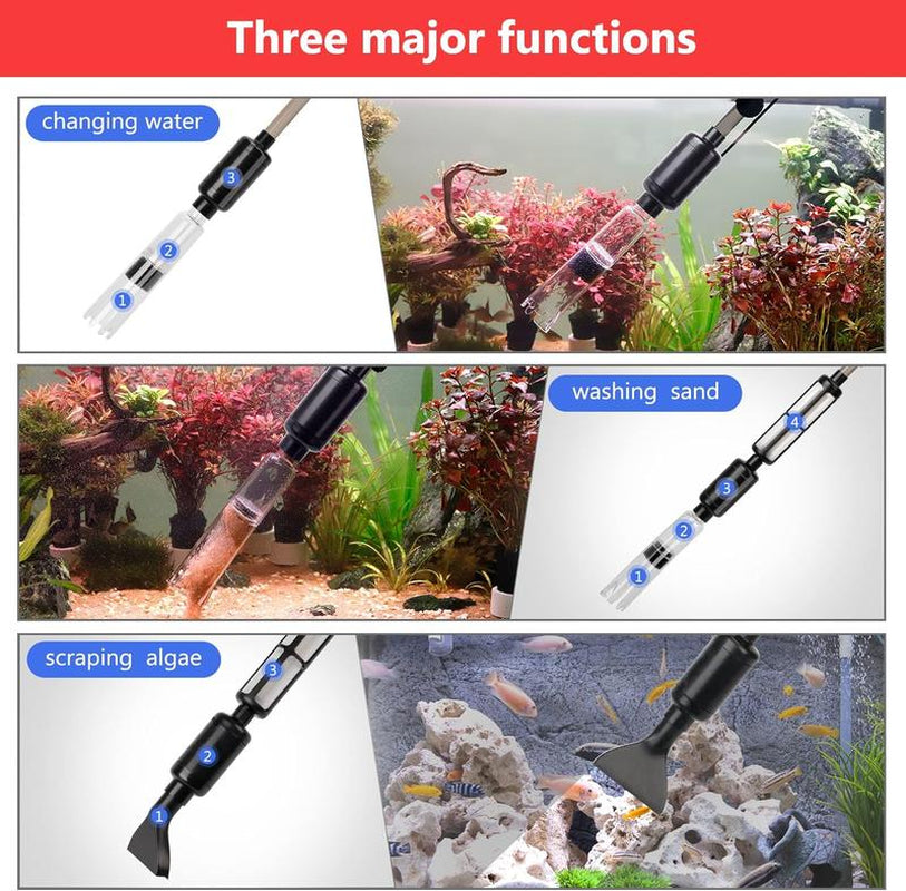 Hygger Electric Fish Tank Gravel Cleaner Kit,Removable Water Changer,Sand Washer Filter Changer,Automatic Change Water,Aquarium Cleaning Tool Set,Remove Dirt, Wash Sand,Circulation for Large Tank
