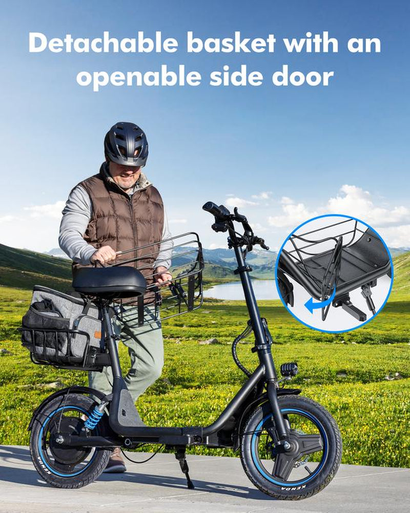C1Plus Electric Scooter 1000W(Peak) with Removeable Two Baskets, Ample Storage for Pets & Cargo-Ul2272 Certified Bike