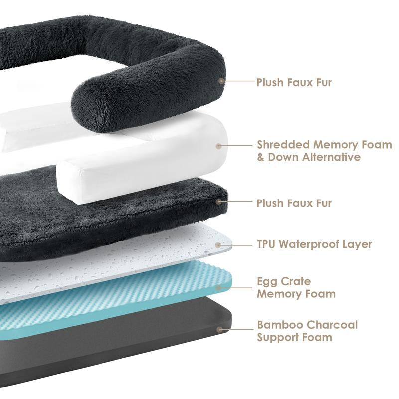 EHEYCIGA Foldable Human Dog Bed for Adult, Orthopedic Memory Foam Dog Bed for Humans, Waterproof Human Dog Bed for People, Faux Fur Human Sized Dog Bed