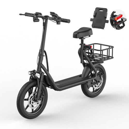 【App Control-】Aovopro - LADPED ESBS Electric Scooter for Adults with Seat and App, Peak Motor Power 750W, Top Speed 22 Mph, Driving Range 20-60 Miles, Pet-Friendly Design with Rear Basket.