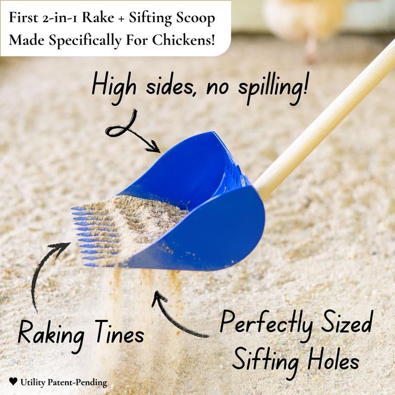 The Coop Scoop® | 2-In-1 Chicken Poop Scoop & Rake | Sand Sifting Shovel for Waste Removal