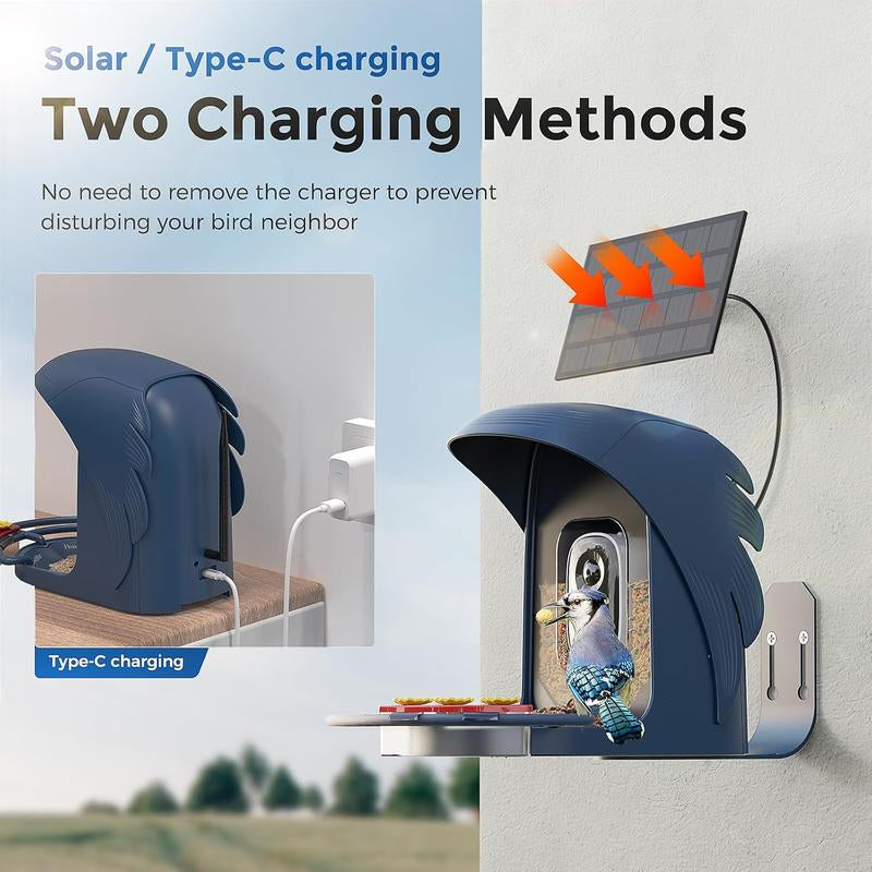 Perchme Bird Feeder with Camera Solar Powered,1080P Bird House Camera with AI Identify, Smart Bird Feeder Camera for Outdoors, Ideal Gift with Nectar Auto Capture