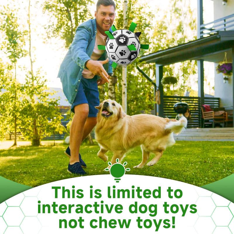 Gift for Pets, Paw Pattern Football Pet Toy Summer Gift, Indoor & Outdoor Pet Play Supply with Nylon Strap & Hand Pump, Creative Dog Chewing Ball Toy for Teeth Cleaning, Durable Pet Tools Products