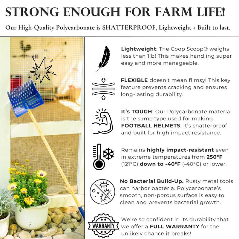 The Coop Scoop® | 2-In-1 Chicken Poop Scoop & Rake | Sand Sifting Shovel for Waste Removal