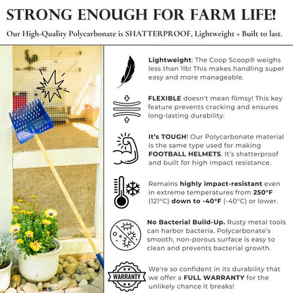 The Coop Scoop® | 2-In-1 Chicken Poop Scoop & Rake | Sand Sifting Shovel for Waste Removal