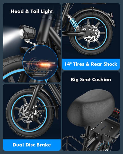 C1Plus Electric Scooter 1000W(Peak) with Removeable Two Baskets, Ample Storage for Pets & Cargo-Ul2272 Certified Bike