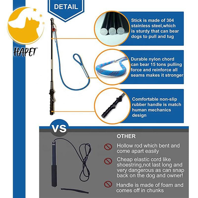 Interactive Flirt Pole Toy for Dogs Chase and Tug of War,Durable Teaser Wand with Pet Fleece Rope to Outdoor Exercise & Training for Dogs