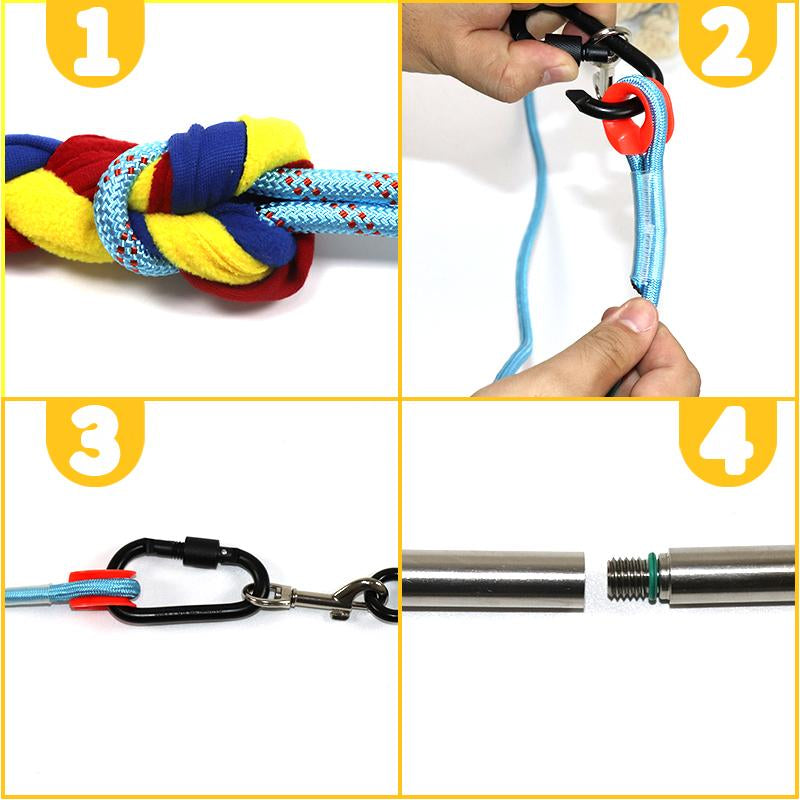 Interactive Flirt Pole Toy for Dogs Chase and Tug of War,Durable Teaser Wand with Pet Fleece Rope to Outdoor Exercise & Training for Dogs